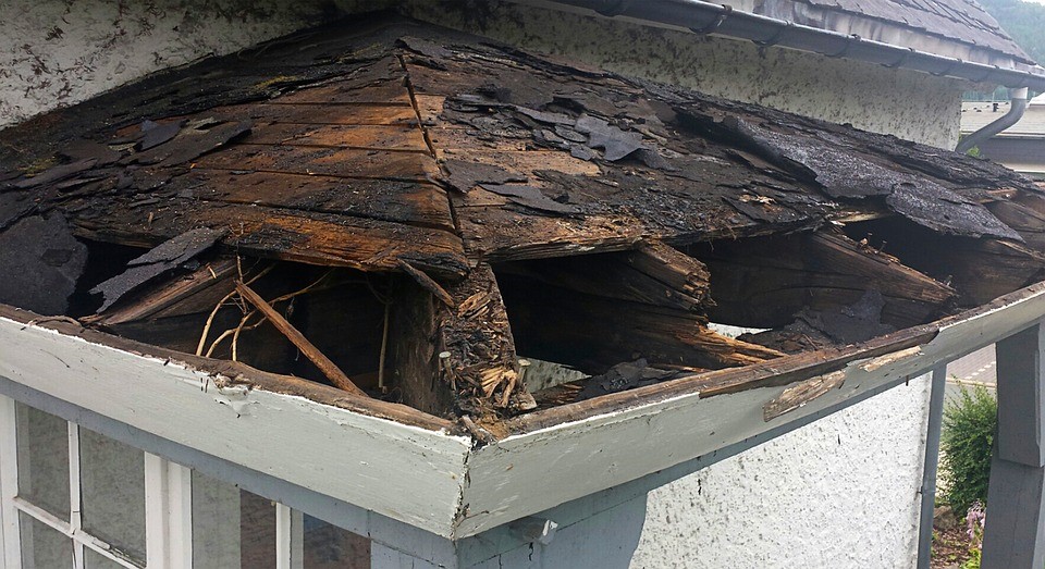 House with a damaged roof