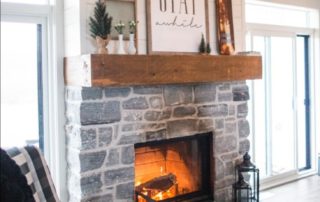 A modern fireplace at home.
